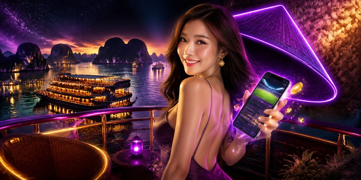 Người dùng tại Hạ Long truy cập jackpot casino trên điện thoại với nón lá truyền thống