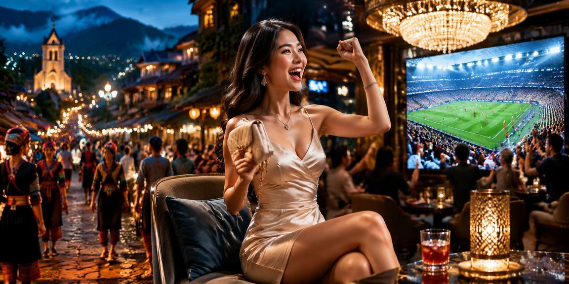 Người dùng tại Sapa đặt cược thể thao trên điện thoại giữa khung cảnh núi rừng buổi sáng